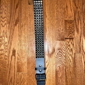 Unisex Black Studded Leather Belt